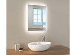 Emke Specchio Da Bagno Con Illuminazione Specchio 60X45Cm Specchio Da Parete 2 Colori Di Luce Bianco Freddo E Bianco Caldo Specchio Luminoso Con Interruttore A Pulsante E Funzione Antiappannamento