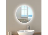 Emke Specchio Da Bagno A Led Specchio Da Bagno Con Illuminazione Rotondo 50 Cm Specchio Illuminato Dimmerabile Con Interruttore A Sfioramento Specchio Led A Risparmio Energetico