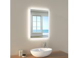 Emke Specchio Da Bagno Con Illuminazione Specchio 70X50Cm Specchio Da Parete 2 Colori Di Luce Bianco Freddo E Bianco Caldo Specchio Luminoso Con Interruttore A Pulsante E Funzione Antiappannamento
