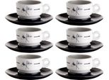 Tazza Da Caffè Espresso Con Piattino - Welcome On Board, Set Di 6 Pezzi
