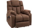 Homcom Poltrona Tv Elettrica Con Supporto Stand-Up Poltrona Relax Con Telecomando Con Cavo Di Alimentazione 58W Marrone Acciaio Poliestere 92 X 95 X 107 Cm
