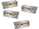 4 X Box Per Affumicatura In Acciaio Inox Per Bbq | Box Per Affumicatura 22X9,5X4,4 Cm Con Pratico Coperchio Incernierato Per Barbecue A Gas E A Carbonella | Chips Per Affumicatura | Conferisce Un Sapore Affumicato | Coperchio Ventilato | Accessori Per Barbecue