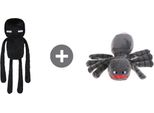 Set Di 2 Peluche Minecraft - Peluche - Ragno E Cestino Ender - Circa 22 Cm - Giocattolo
