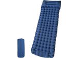 Materassino Gonfiabile Autogonfiante Con Pompa A Pedale E Cuscino, Materasso Ad Aria Impermeabile Per Esterni, 200 X 69 X 10 Cm, Blu