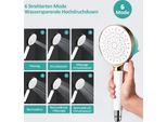 Soffione Doccia Emke 6 Modalità Di Getto Doccia A Filtrazione Con Tubo Flessibile Da 1,5 M E Supporto A Parete Regolabile Ad Angolo Set Di Colori Bianco E Oro