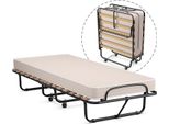 Letto Pieghevole Per Ospiti Costway 80X190 Cm, Letto Pieghevole Con Materasso In Schiuma Di Rimbalzo, Letto Pieghevole Con Struttura In Acciaio Con Portata Di 120 Kg, Letto In Metallo Su Ruote, Per La Camera Degli Ospiti Dell'ufficio