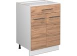 Vicco Mobiletto Base Per Cucina Fame-Line, 60 Cm Con Cassetto, Senza Piano Di Lavoro, Quercia Dorata/Bianco