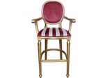 Casa Padrino Sgabello Barocco Con Braccioli Rosso Bordeaux / Bianco / Oro - Sgabello Bar In Velluto A Righe In Stile Antico - Mobili Barocchi Fatti A Mano