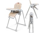Sedia Per Bambini, Sedia Da Pranzo, Regolabile, Vassoio Rimovibile, Antiscivolo, Da 6 A 36 Mesi, Imbracatura A 5 Punti, Seggiolone, Seggiolone Per Bambini, Portata Fino A 15 Kg, Beige