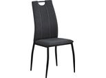 Casadolce Sedia Da Pranzo Starkes, Set Di 4, Grigio Scuro, 44,5X53X98 Cm, Schienale Ergonomico, Maniglia Per Il Trasporto, Imbottita, Gambe In Metallo, Portata Massima 120 Kg