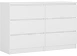 Cassettiera 6 Cassetti, Bianco Opaco, 120 X 78 X 39 Cm