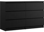 Cassettiera 6 Cassetti, Colore: Nero Opaco, 120 X 78 X 39 Cm
