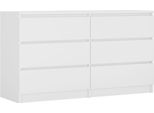 Cassettiera 6 Cassetti, Bianco Opaco, 138 X 78 X 39 Cm