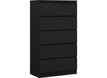 Cassettiera Con 5 Cassetti, Nero Opaco, 125 X 70 X 39 Cm