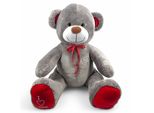 Orsacchiotto Di Peluche Xxl 190 Cm - Grigio + Rosso