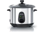Cuociriso Elettrico Arendo Con Funzione Keep Warm, 500W, Protezione Contro Il Surriscaldamento, Accessorio Per La Cottura A Vapore, Edo, 1,5 Litri, Argento