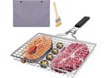 Upgrade Deepen Cestello Pieghevole Per Grigliate Di Pesce, Cestello Per Grigliate Di Pesce, Cestello Pieghevole Per Grigliate In Acciaio Inox Con Maniglia, Rack Portatile Per Grigliate Da Campeggio All'aperto Per Verdure Alla Griglia, Strumenti Per Grigliate