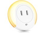 Bearware Luce Notturna A Led, Bianco Caldo, Lampada Notturna Con Funzione Di Ricarica Usb, Sensore Di Luminosità E Crepuscolare