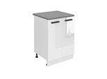 Base Da Cucina Belini, Base Da Cucina Larga 60 Cm. SD2 Base Per Cucina Con Piano Di Lavoro. Mobile Da Cucina A 2 Ante, Bianco Lucido