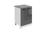 Base Da Cucina Belini, Base Da Cucina Larga 60 Cm. SD2 Base Per Cucina Con Piano Di Lavoro. Mobile Da Cucina A 2 Ante, Argento Lucido