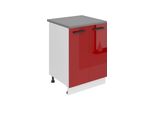 Base Da Cucina Belini, Base Da Cucina Larga 60 Cm. SD2 Base Per Cucina Con Piano Di Lavoro. Mobile Da Cucina A 2 Ante, Rosso Lucido