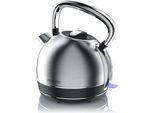 Bollitore Arendo Da 1,7 L, 2200 W, Acciaio Inox, Stile Retrò Vintage, Protezione Contro Il Surriscaldamento E L'asciugatura, Argento