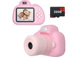 Bambini Fotocamera Digitale Giocattolo, 48MP Built-In 32GB Sd Card Selfie Fotocamera Bambini Per 3-12 Anni Età Regalo Di Compleanno Bambini Giocattolo, Rosa