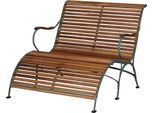 Casa Padrino Panca Da Giardino Liberty Marrone / Verde 107 X 150 X H. 91 Cm - Panca Da Giardino E Patio Con Braccioli E Poggiapiedi - Mobili Da Giardino E Patio Liberty