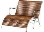 Casa Padrino Panca Da Giardino Liberty Marrone / Panna 107 X 150 X H. 91 Cm - Panca Da Giardino Con Braccioli E Poggiapiedi - Mobili Da Giardino E Patio Liberty