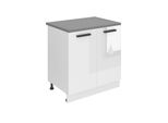 Base Da Cucina Belini, Base Da Cucina Larga 80 Cm. Base Per Cucina Sd Con Piano Di Lavoro. Mobile Da Cucina A 2 Ante, Bianco Lucido