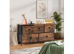 Cassettiera Costway Con 5 Cassetti E Cassetti In Tessuto Ripiegabili, Armadio Guardaroba Rustico A 2 Livelli, Per Corridoio, Soggiorno E Camera Da Letto
