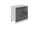 Base Da Cucina Belini, Base Da Cucina Larga 80 Cm. Base Per Cucina Sd Senza Piano Di Lavoro. Mobile Da Cucina A 2 Ante, Argento Lucido