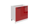 Base Da Cucina Belini, Base Da Cucina Larga 80 Cm. Base Per Cucina Sd Senza Piano Di Lavoro. Mobile Da Cucina A 2 Ante, Rosso Lucido