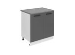 Base Da Cucina Belini, Base Da Cucina Larga 80 Cm. Base Da Cucina Sd Con Piano Di Lavoro. Mobile Da Cucina A 2 Ante, Argento Opaco