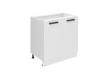 Base Da Cucina Belini, Base Da Cucina Larga 80 Cm. Base Per Cucina Sd Senza Piano Di Lavoro. Mobile Da Cucina A 2 Ante, Bianco Opaco