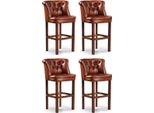Casa Padrino Set Di 4 Sgabelli Chesterfield In Pelle Marrone 63 X 56 X H. 107 Cm - Sgabelli Da Bar Imbottiti In Vera Pelle - Mobili Chesterfield - Mobili Bar Chesterfield - Mobili Bar - Mobili Bar In Vera Pelle