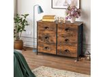 Cassettiera Costway Con 6 Cassetti E Cassetti In Tessuto Ripiegabili, Credenza A 3 Livelli, Credenza Per Ingresso, Soggiorno E Camera Da Letto
