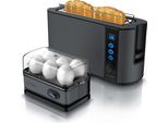 Set Da Colazione Arendo In Acciaio Inox Grigio - Tostapane A Fessura Lunga E Cuociuova