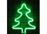 Luce Led Neon, Luce Decorativa A Batteria Usb, Verde Albero Di Natale, Circa 22 X 18 Cm