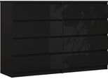 Cassettiera 8 Cassetti, Nero Opaco / Nero Lucido, 138 X 101 X 39 Cm