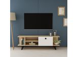 Skye Decor, İdil- İdil Nzf, Colore Rovere,,Bianco, Mobili Tv, 45X120X29,6 Cm, 100% Pannello Di Particelle Rivestito In Melamina