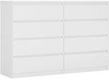 Cassettiera 8 Cassetti, Bianco Opaco, 138 X 101 X 39 Cm