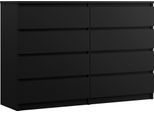 Cassettiera 8 Cassetti, Nero Opaco, 138 X 101 X 39 Cm