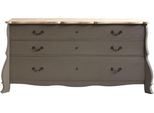 Casa Padrino Cassettiera In Stile Country In Legno Massiccio Con 3 Cassetti Colore Grigio Antico/Naturale 187 X 50 X H. 90 Cm - Mobili In Stile Country - Qualità Lusso