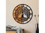 Opviq, Orologio In Legno - 64, Orologi Da Parete, Noce, Metallo, 56 X 56 Cm