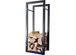 Supporto Decorativo Per Legna Da Ardere Porta Legna Da Ardere Scaffale Per Legna Da Ardere Per Uso Interno O Esterno Nero (Altezza:L40Cm, H100Cm, P33,5Cm, Peso6,65Kg)
