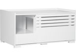 Pawhut Armadietto Per Gatti Per La Lettiera Del Gatto Con Porta Magnetica Cabina Per Gatti Grotta Per Gatti Tavolino Portaoggetti Design Rialzato Bianco 90 X 48 X 42,5 Cm