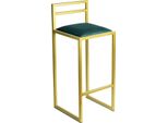 Sedia Da Bar 84 Cm Nera Con Schienale - Sedia Da Bar Rivestita In Metallo In Stile Loft - Oro - Verde