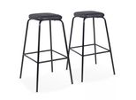 Set Di 2 Sgabelli Alti In Tessuto Rivestito Nero - Oviala York