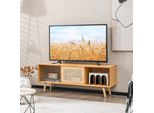 Costway Mobile Tv Per Tv Fino A 55 Pollici, Mobile Tv Basso Con 2 Porte Scorrevoli, Mobile Tv Media Console Per Soggiorno Camera Da Letto